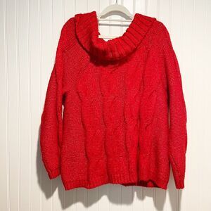 Soft Surroundings Red Cableknit Sweater Cozy Soft Size XL